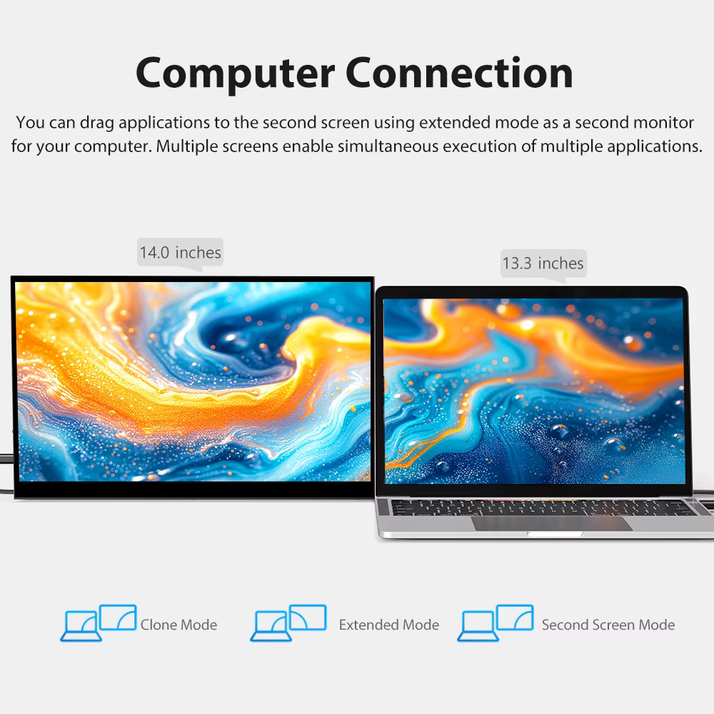 UPERFECT moniteur à écran tactile Portable 14 "1080P FHD HDMI ordinateur de bureau