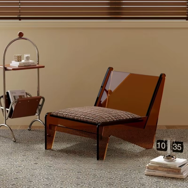 Fauteuils de salon vintage, chaises de balcon, chaises de salon confortables de style français, chaises uniques en acrylique, mobilier de style Mid-Century
