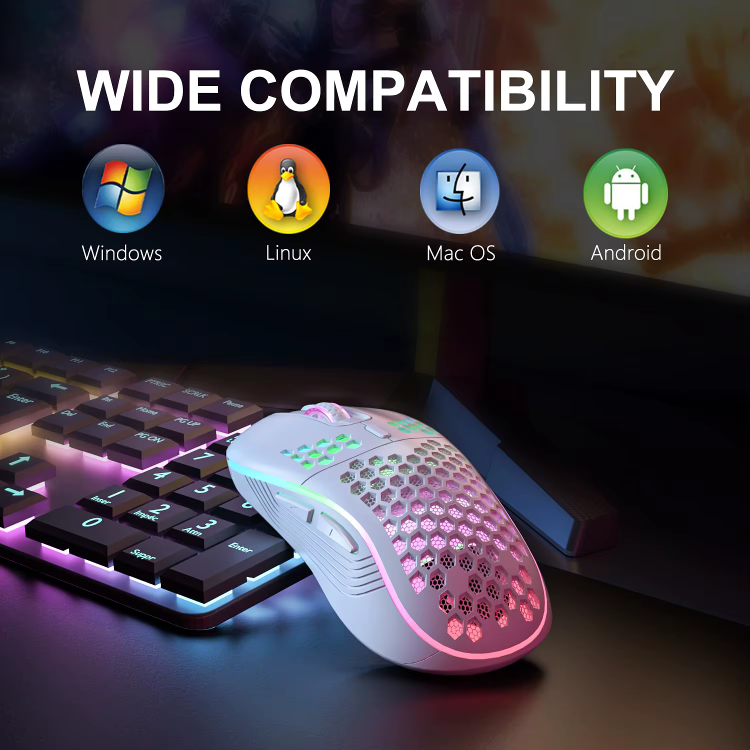 Souris sans fil 2.4G avec rétroéclairage rvb