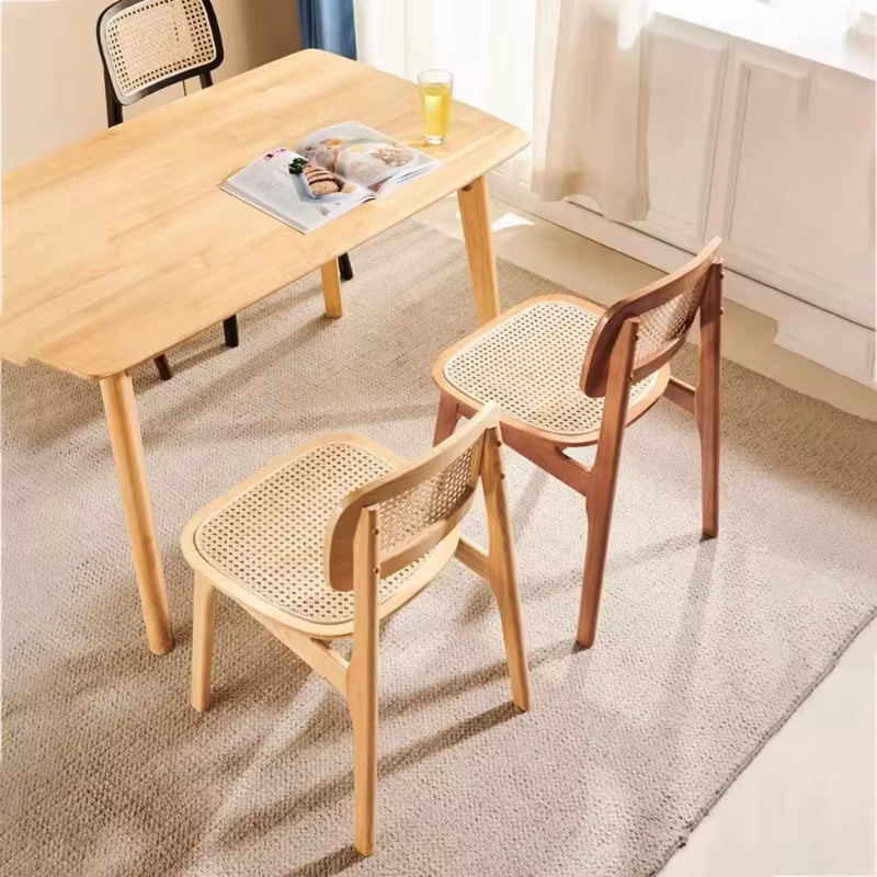 Ensemble de 2 Chaises de salle à manger classiques en rotin rustique, Chaises de salle à manger minimalistes, ergonomiques de qualité supérieure, meubles de maison