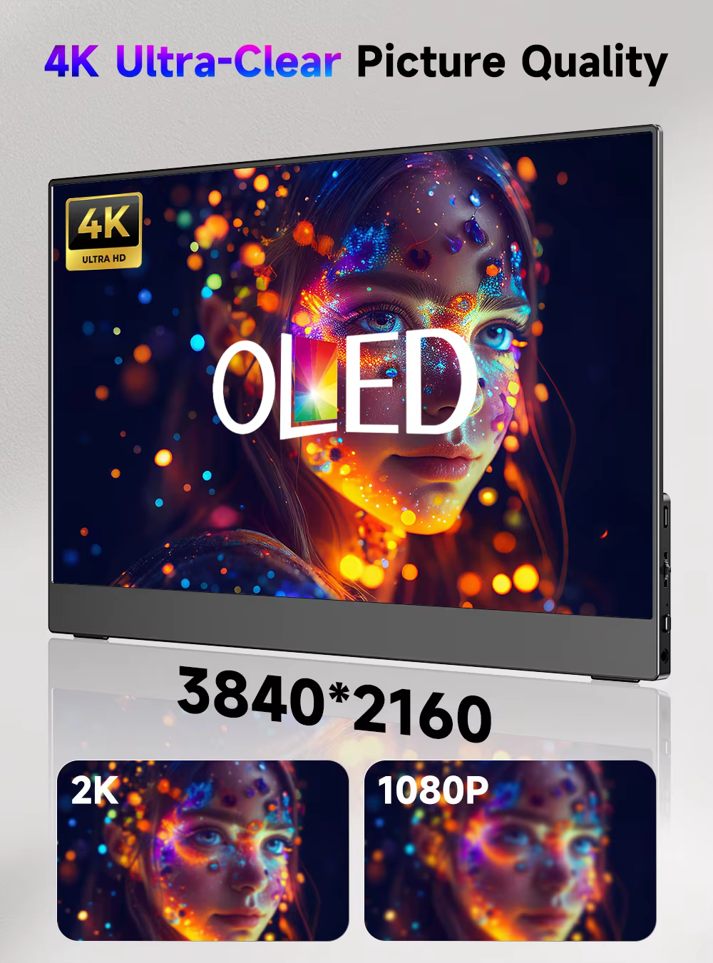 UPERFECT 13.3 pouces OLED 4K moniteur de jeu portable 1MS écran d'ordinateur