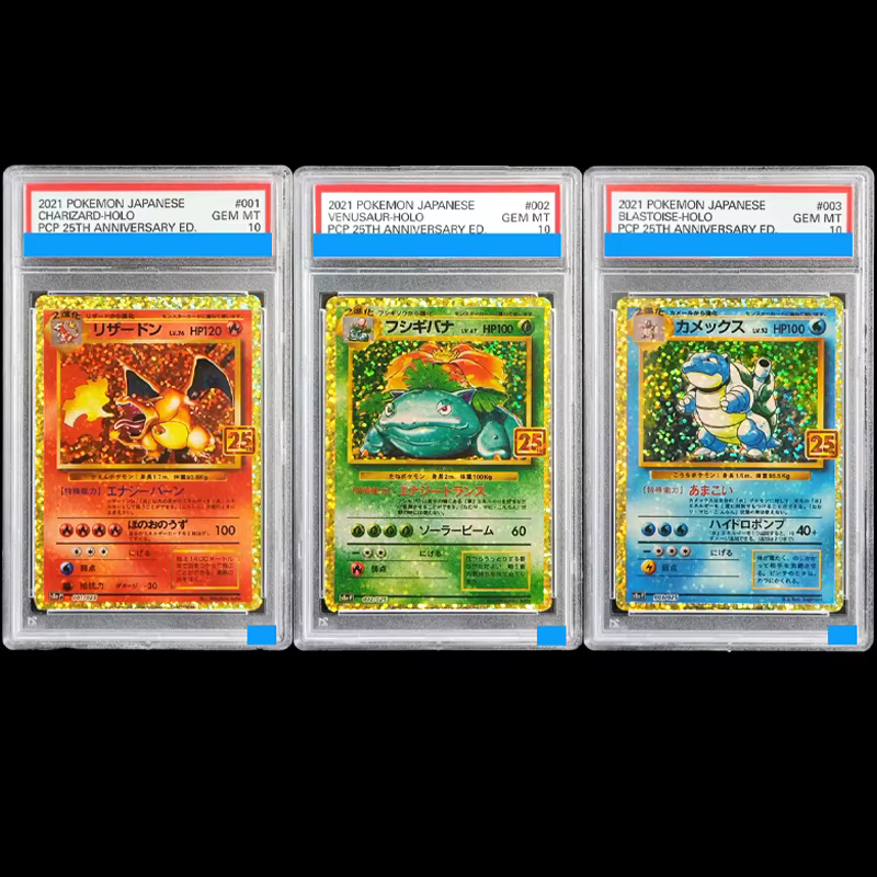 Pack de cartes promotionnelles japonaises Pokémon DIY 2021, édition 25e anniversaire # 001 # Carte de collection 002 Charizard-Holo Venusaur Blastoise ﻿