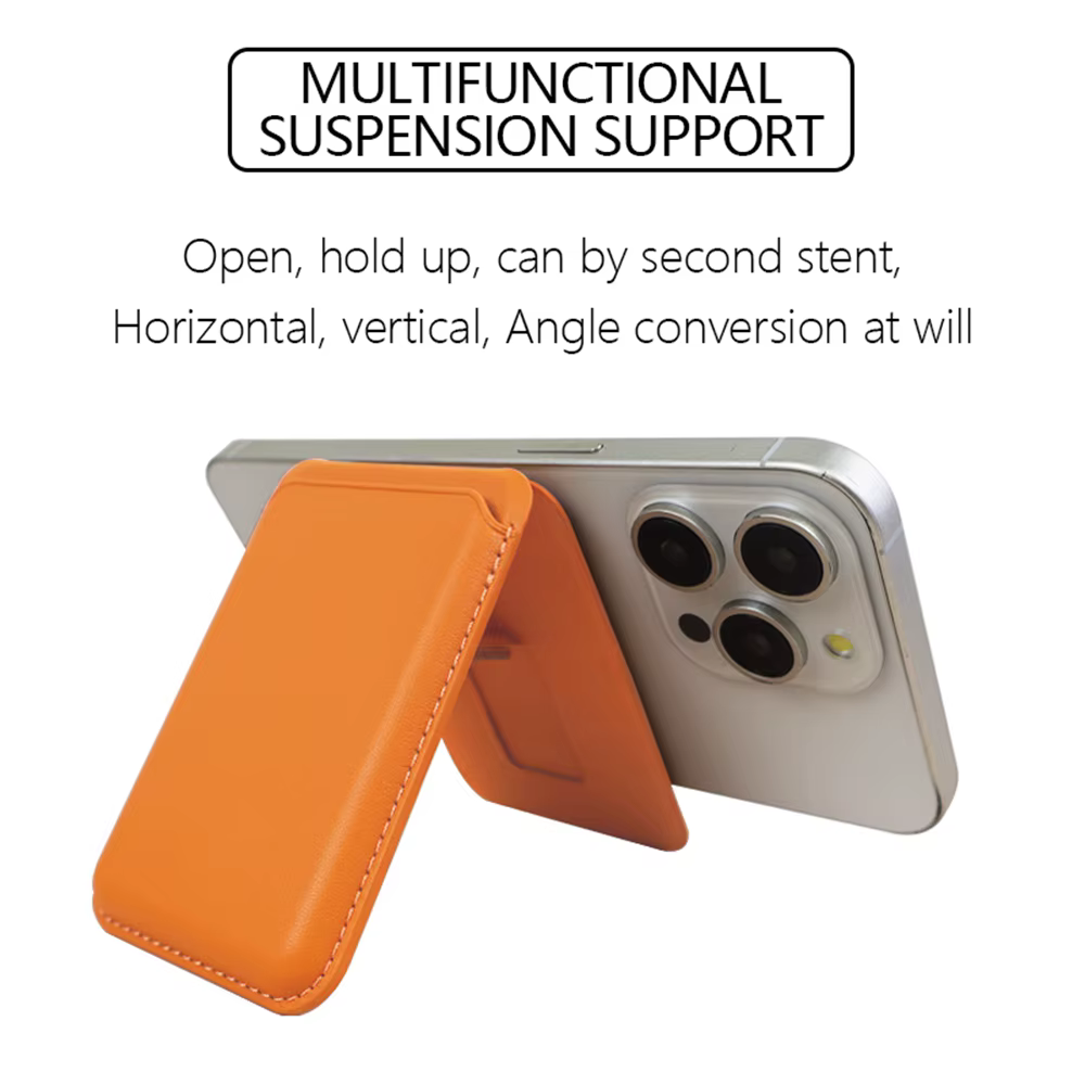 Porte-carte magnétique pour Magsafe, pochette de rangement multifonctionnelle en cuir avec support caché pour téléphone série 16 15 14 13 12