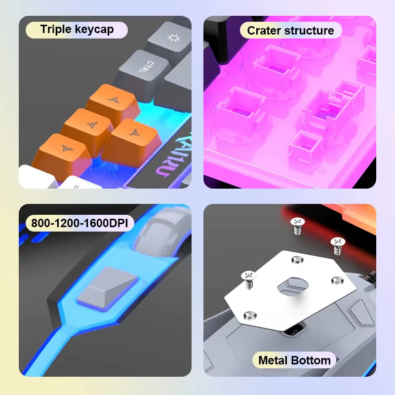 Ensemble clavier et souris rétroéclairés tricolores super cool