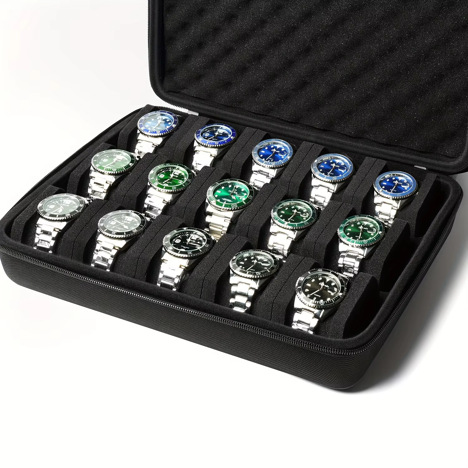 Boîte de montre 15 cartes, magasins 15 montres, adaptée aux montres grandes et petites, avec oreiller éponge antichoc, portable pour voyage