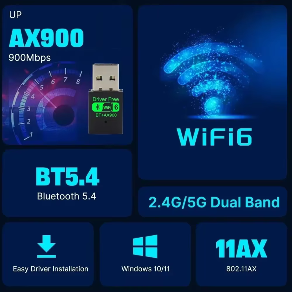 Wifi 6 Mini USB Dongle carte réseau BT 5.4 récepteur