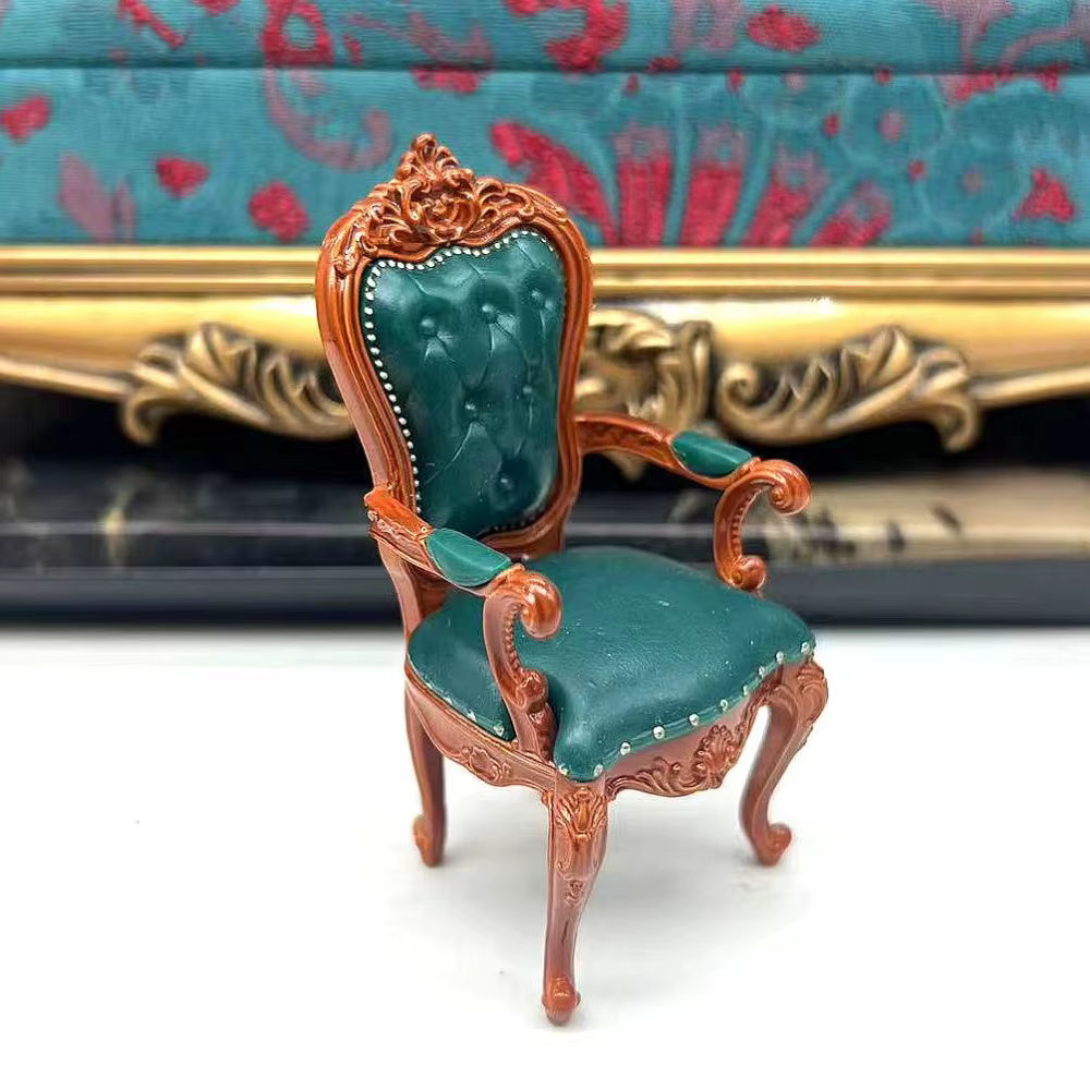 Chaises de maison de poupée de Style Vintage, échelle 1/12, Mini meubles miniatures rétro, chaise de salle à manger de luxe européenne, Micro paysage