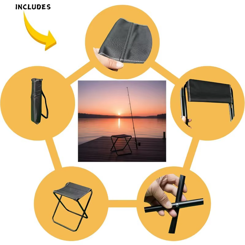 Chaise pliante portable, banc, tabouret de pêche, tabouret de voyage, tabouret de camping, tabouret d'équitation, tabourets portables pour la file d'attente au train et au métro, outil d'extérieur
