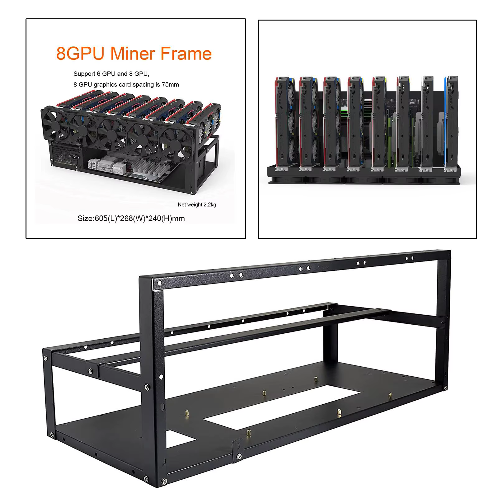 Châssis de Rig de Minage 6/8 GPU