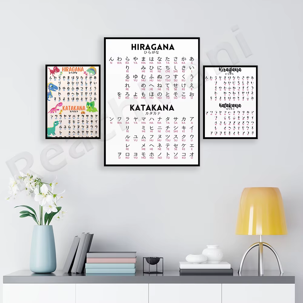 Affiche d'infographie apanaise, design minimaliste graphique iragana et atakana, cadeau pour les apprenants de la langue apanaise