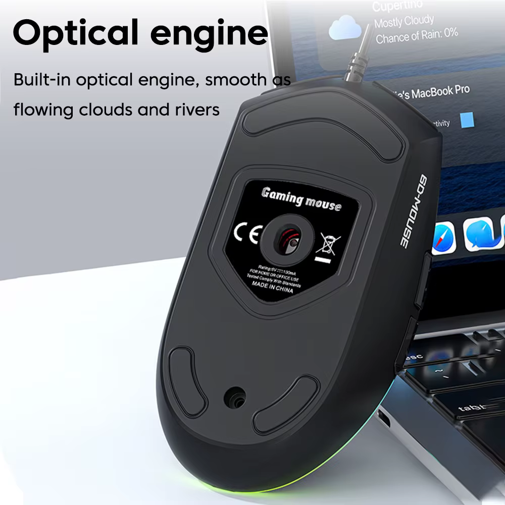 Souris sans fil M300 pour jeux e-sport avec éclairage RGB silencieux