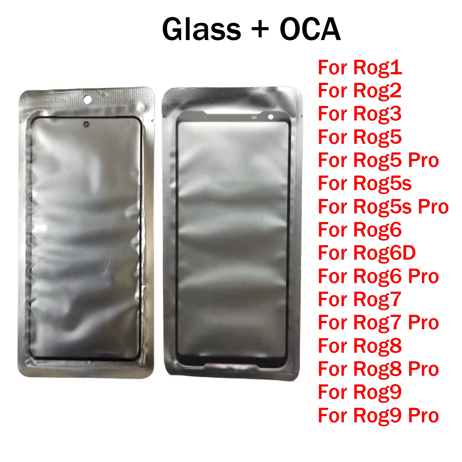 Pour Asus Rog Phone 1 2 3 5 5s 6 6D 7 8 9 Pro Écran tactile Panneau de verre extérieur avant + OCA