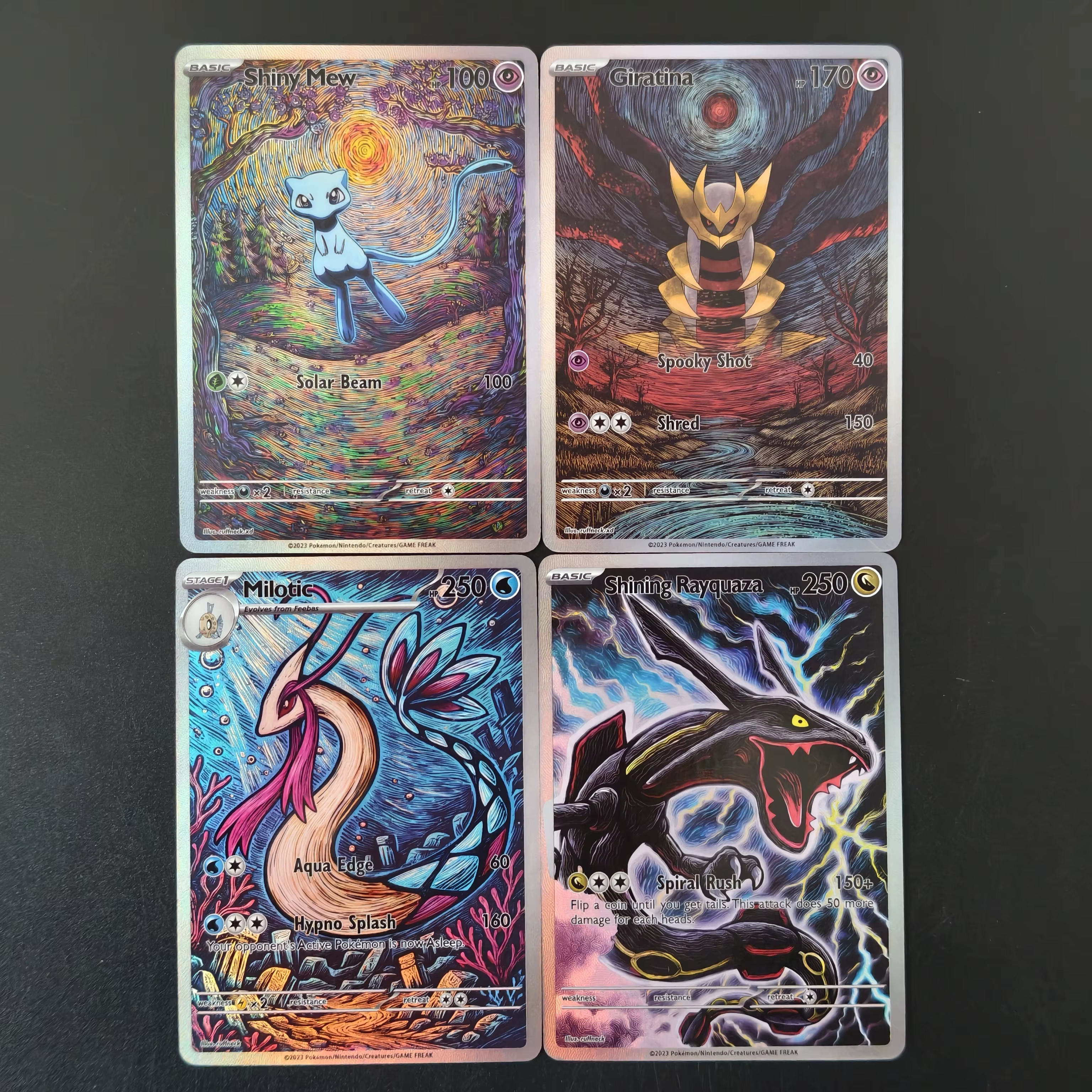 Carte Pokémon PTCG Anglaise Shiny Mew Giratina Milotic Shining Rayquaza en Parfait État – Collection Anime Premium