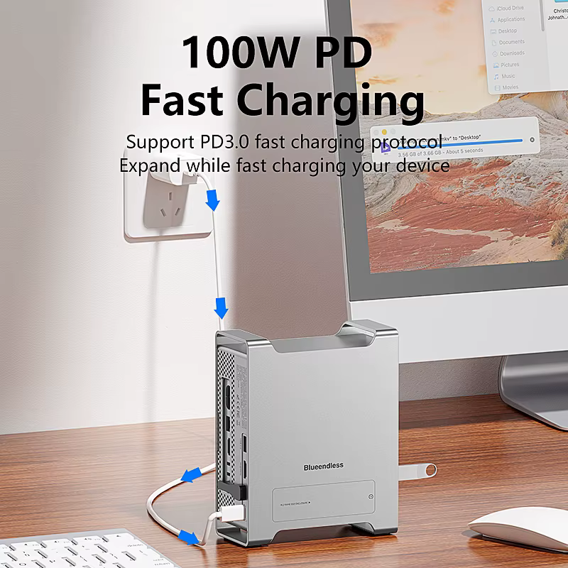 Hub USB C avec boîtier de fente SSD M.2 NVME pour Mac Mini M4/M4 Pro support Station d'accueil type-c