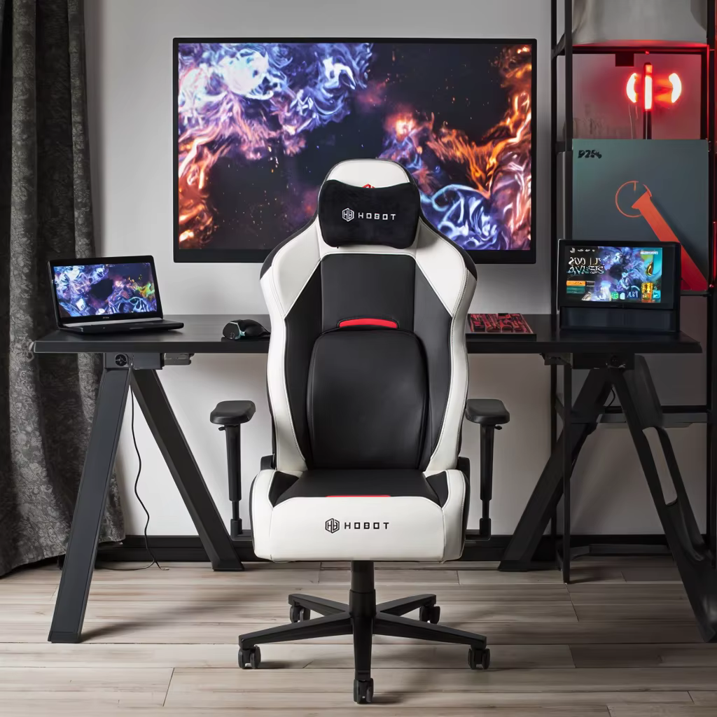 Chaise de jeu ergonomique à dossier haut avec support lombaire réglable