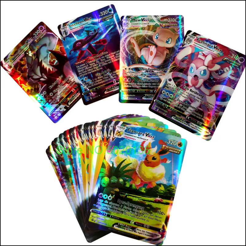 Cartes Pokémon allemandes Vstar Vmax GX édition limitée, cartes holographiques brillantes arc-en-ciel Arceus Pikachu Charizard, cadeau pour enfants