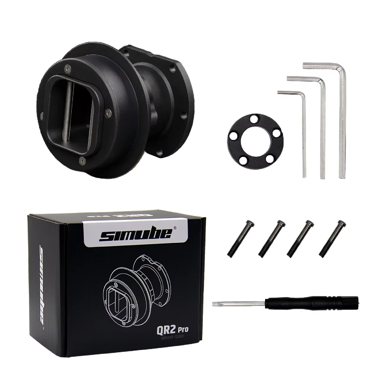 Simube en stock Lot QR2 noir (type-c) à dégagement rapide pour Fanatec Wheel-Side et base QR2 Side (port de type C)