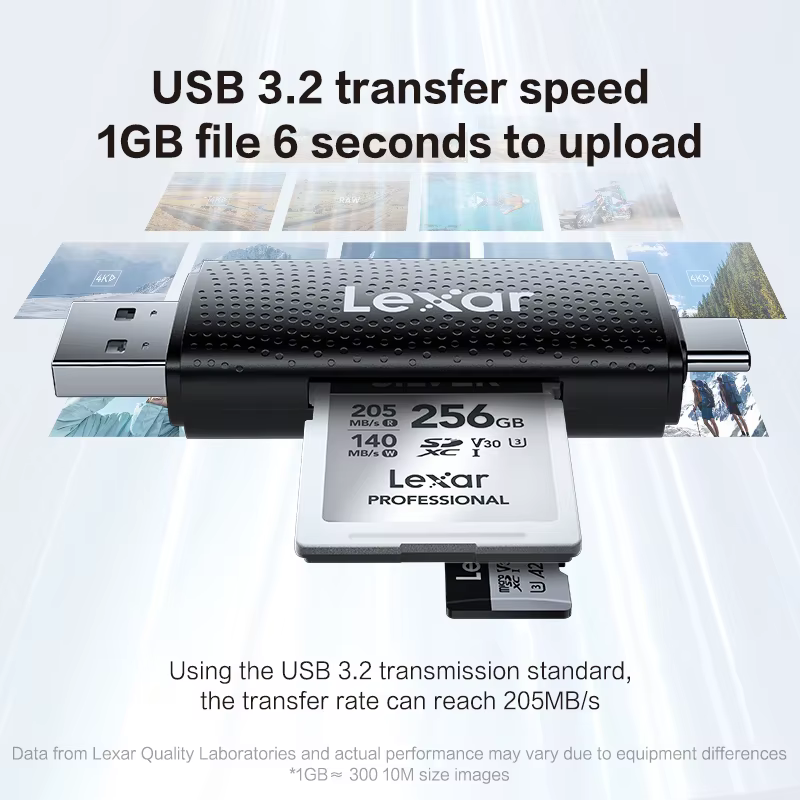Lexar lecteur USB-A USB-C à double emplacement jusqu'à 205 mo/s