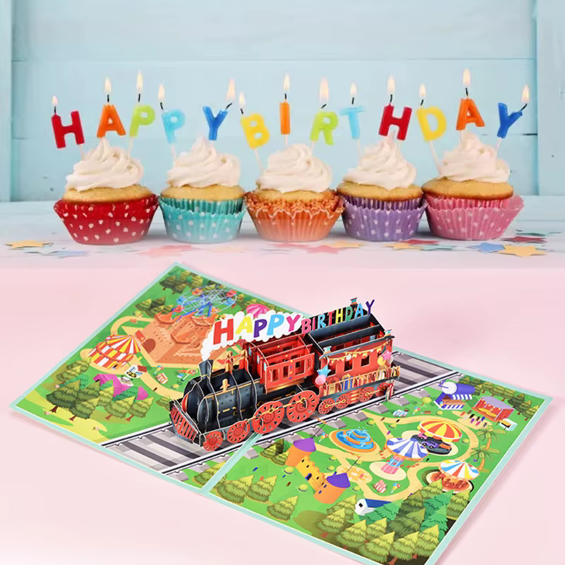 Carte Pop-Up 3D pour anniversaire, carte de vœux avec enveloppe, faite à la main