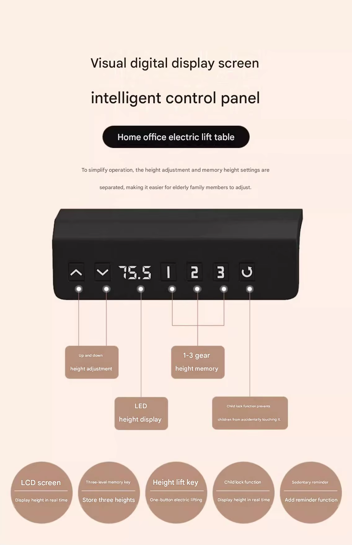 Pieds de bureau de jeu réglables en hauteur avec fonction de rappel de position sédentaire, pieds de table élévatifs électriques intelligents
