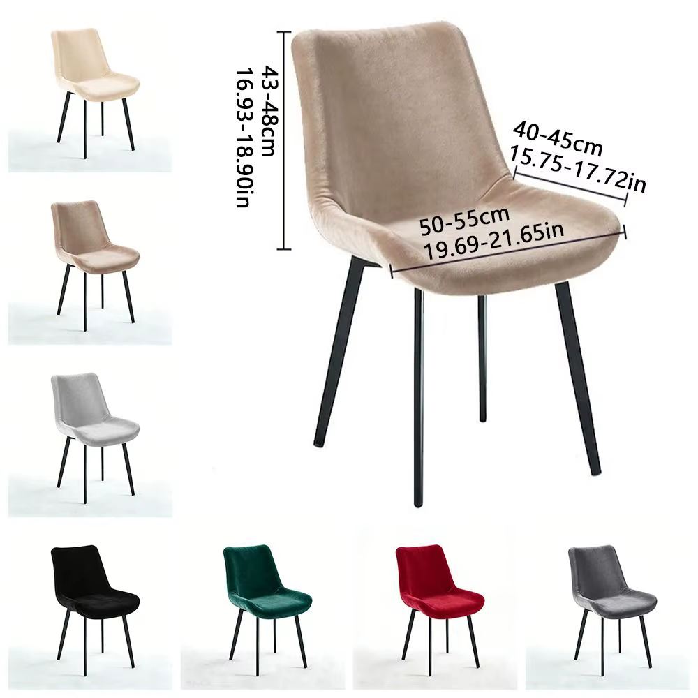 Housses de chaise de salle à manger en velours, couverture intégrale, élastiques, pour dossier court et dossier courbé, épaisses et extensibles, pour usage domestique