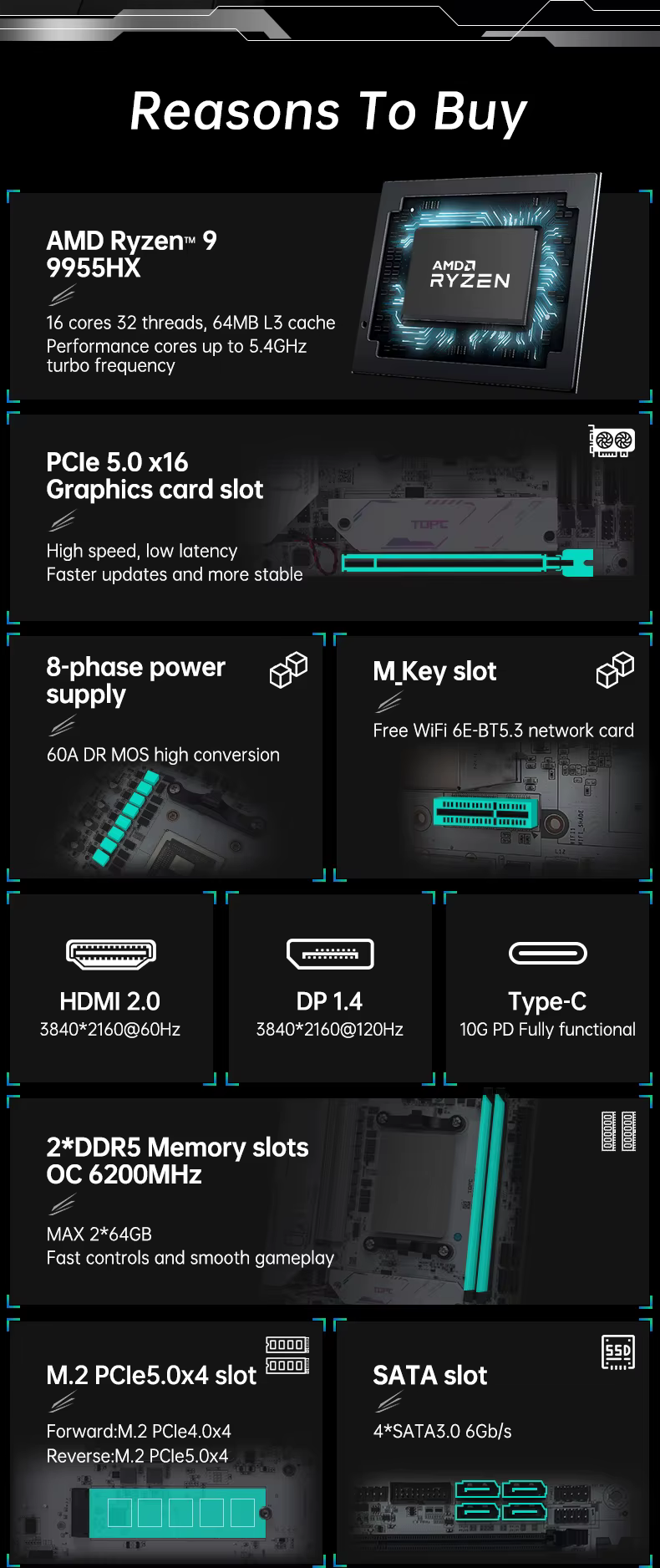 Carte mère de jeu AMD Ryzen 7 7745HX