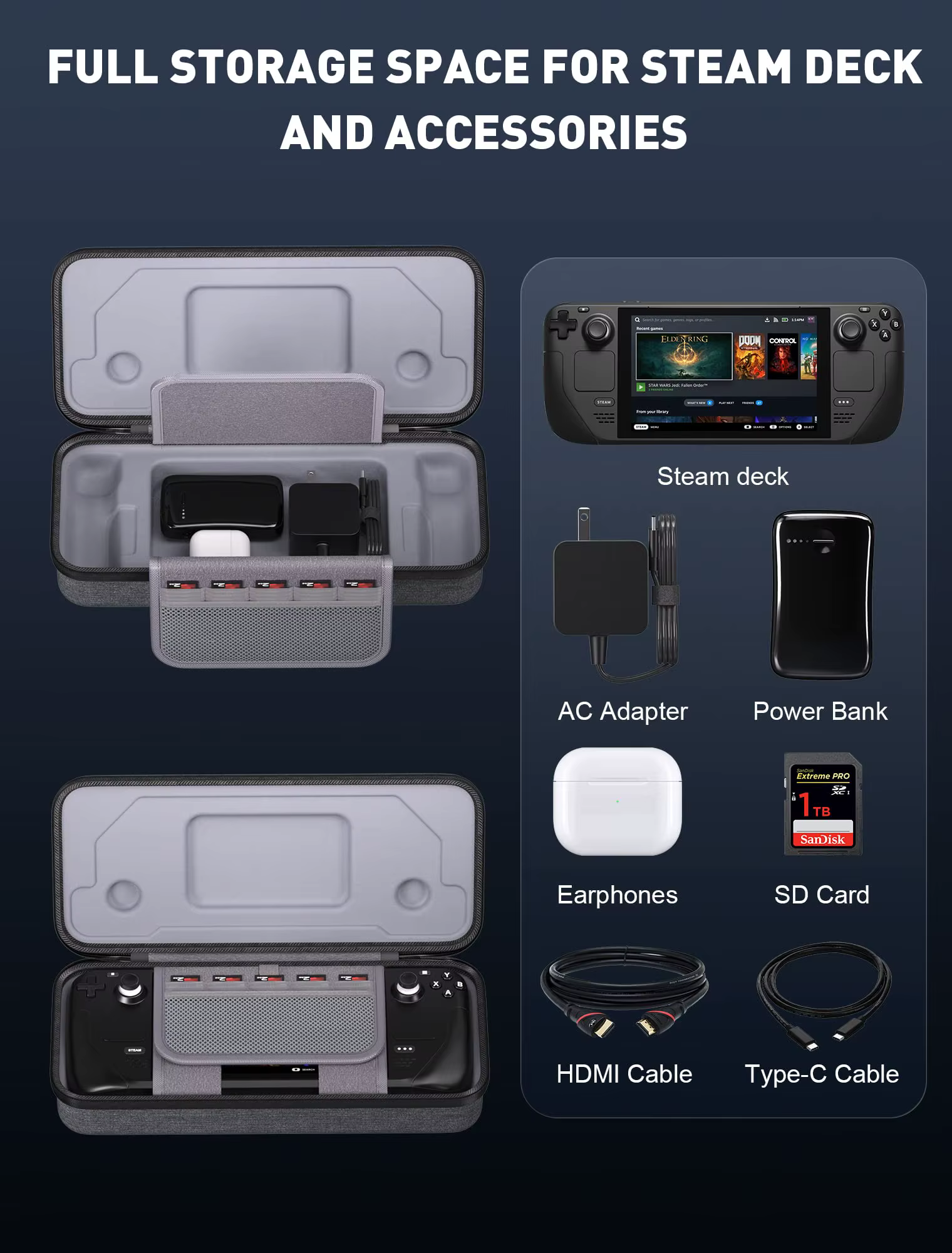 Étui de transport pour Console de jeu Steam Deck