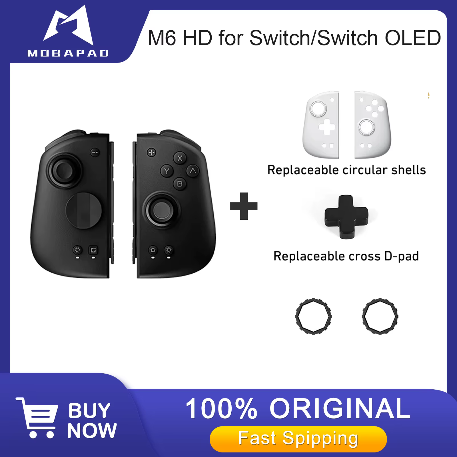 Manette de jeu MOBAPAD M6 HD Gemini 2 pour Nintendo Switch avec joystick à effet Hall