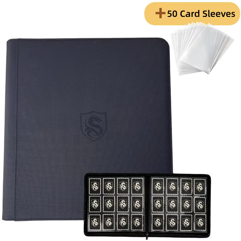 Classeur à cartes à insertion latérale de qualité supérieure à 12 emplacements, 20 pages intérieures épaisses, 480 emplacements pour cartes, comprend 50 pochettes pour cartes, disponible en cinq coule