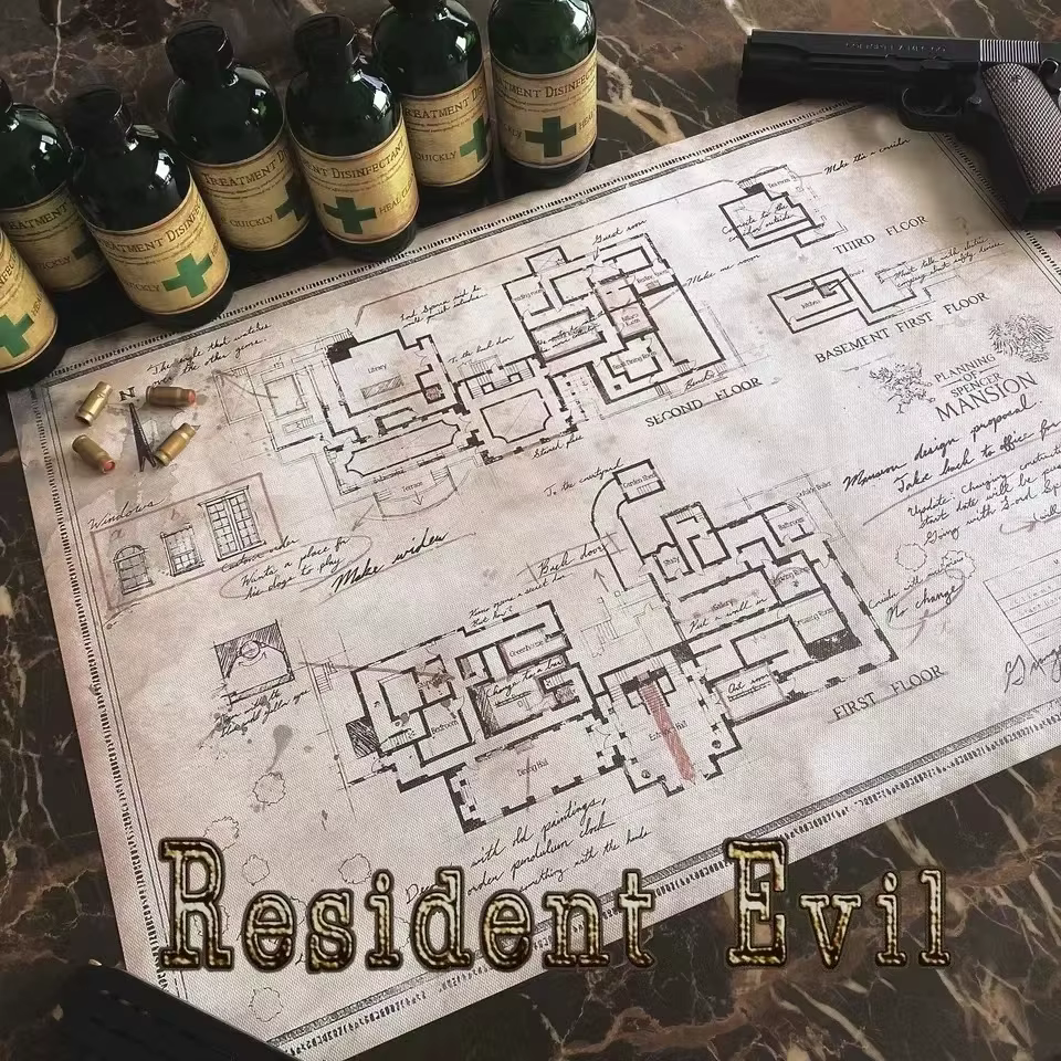 Jeu Residents Evils Inspiré 2 Remake Raccoon City Département de Police Carte de Manoir Le Plan