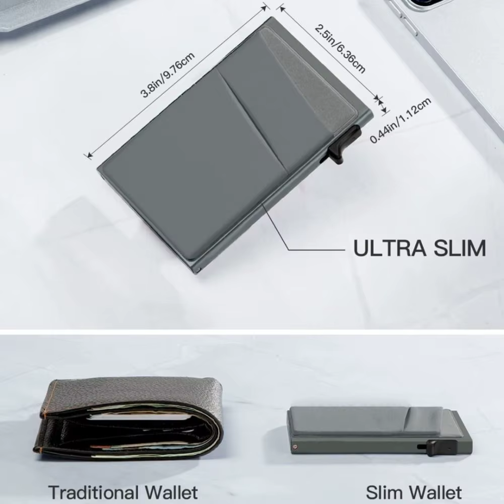 Porte-cartes automatique anti-vol RFID avec renfort par vis, boîte en métal, boîte à cartes pour homme, matériau en alliage d'aluminium, blocage RFID
