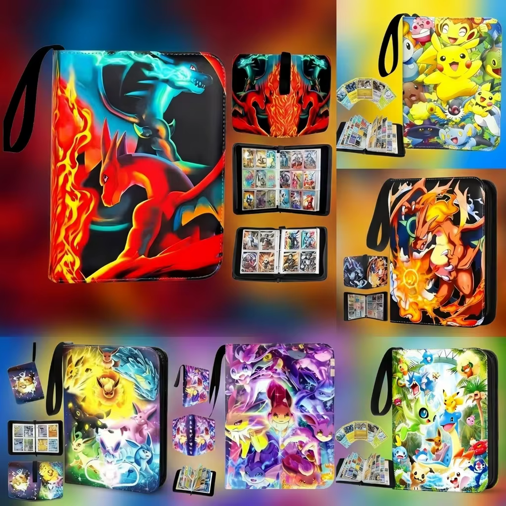 Album de cartes Bandai Pokémon Pikachu 4 9 Grid, classeur pour 400, 450, 900 pochettes, livre de rangement pour cartes à collectionner, cadeau pour les fans
