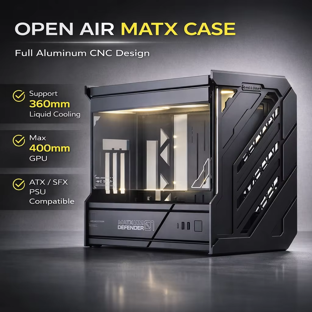 Boîtier PC MATX en aluminium CNC pour jeux en plein air