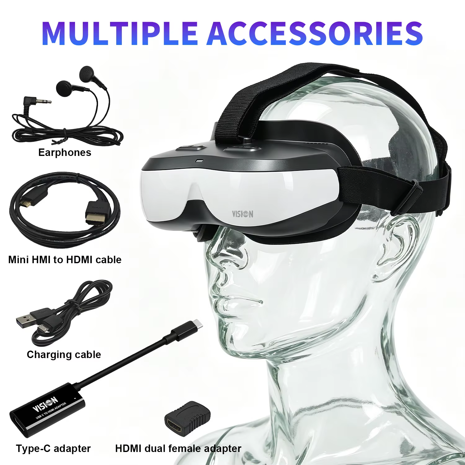 Moniteur portable à fixation sur tête 300 pouces 290g ultra-léger