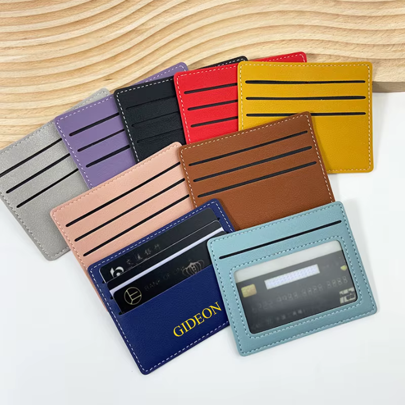 Porte-carte d'identité d'affaires de luxe initiales personnalisées en gros portefeuille de carte en cuir PU graver le nom sac de carte mince femme homme porte-monnaie
