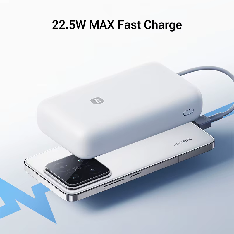 Batterie externe Xiaomi avec câble intégré 20000mAh 22.5W PB2020MI USB-C, charge rapide bidirectionnelle, portable, pour iPhone 15 16 Xiaomi
