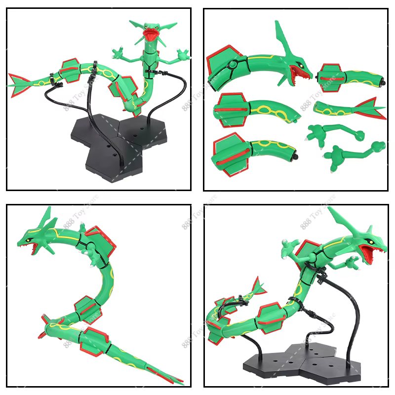 Figurine d'action Rayquaza, modèle de collection, jouets imprimés en 3D, Rayquaza brillant multi-articulé et mobile avec support, figurine pour garçons, cadeaux
