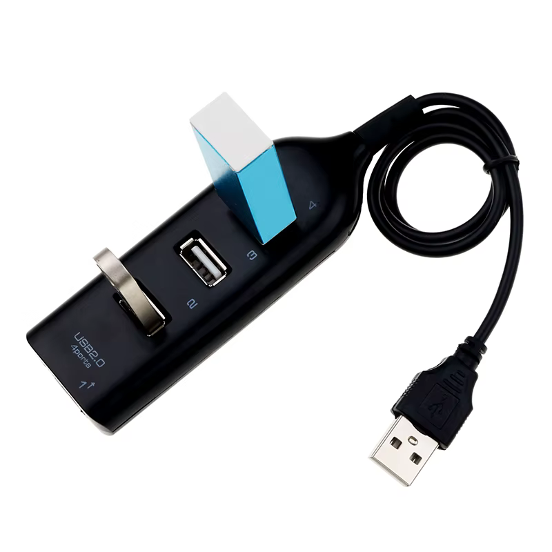 Hub USB haute vitesse 4 ports USB 2.0 avec câble Mini répartiteur USB Hub utilisation adaptateur secteur prise Multiple