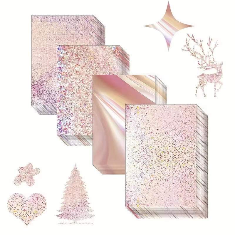 BSEVB-20 feuilles de carton holographique de 8,5 x 11 pouces, qualité métallique 250G, parfaites pour les projets de scrapbooking et de bricolage