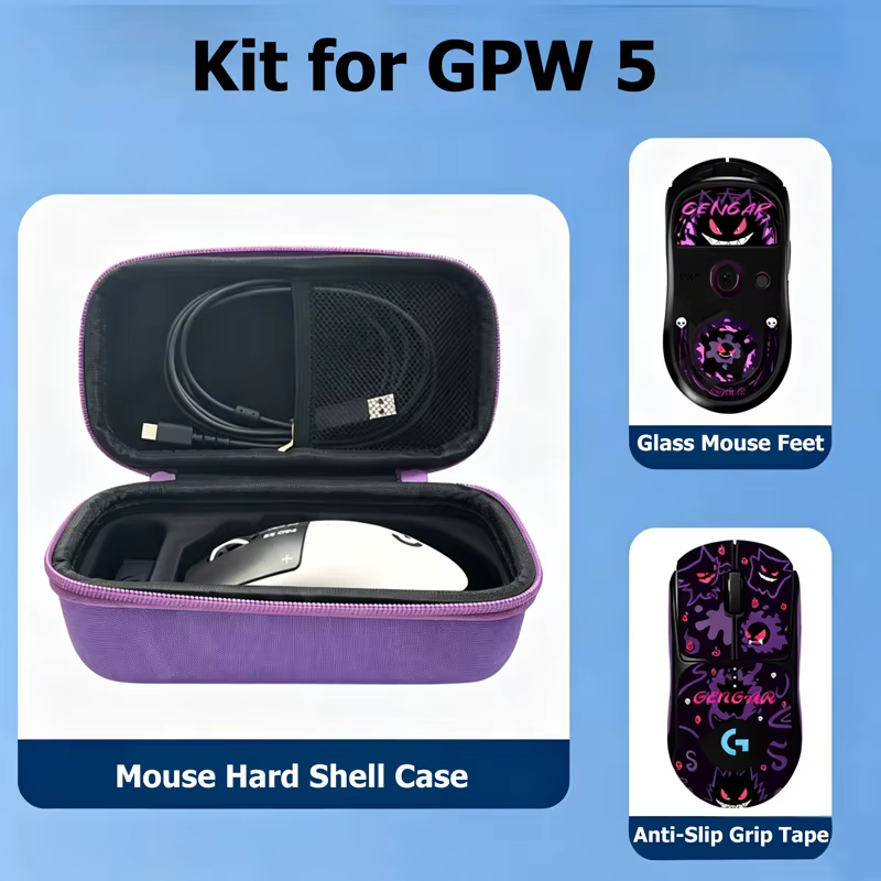 Kit d'accessoires de jeu : Bande antidérapante, patins de souris et étui de rangement, compatible avec la souris de jeu GPW Gen 5