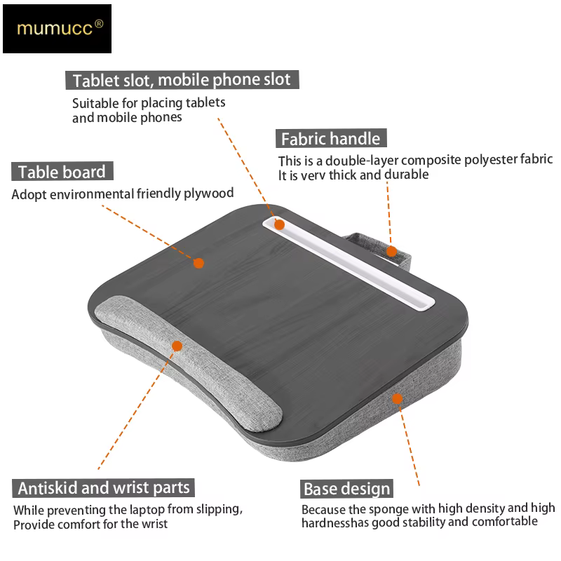 MUMUCC Bureau portable pour ordinateur portable avec coussin moelleux