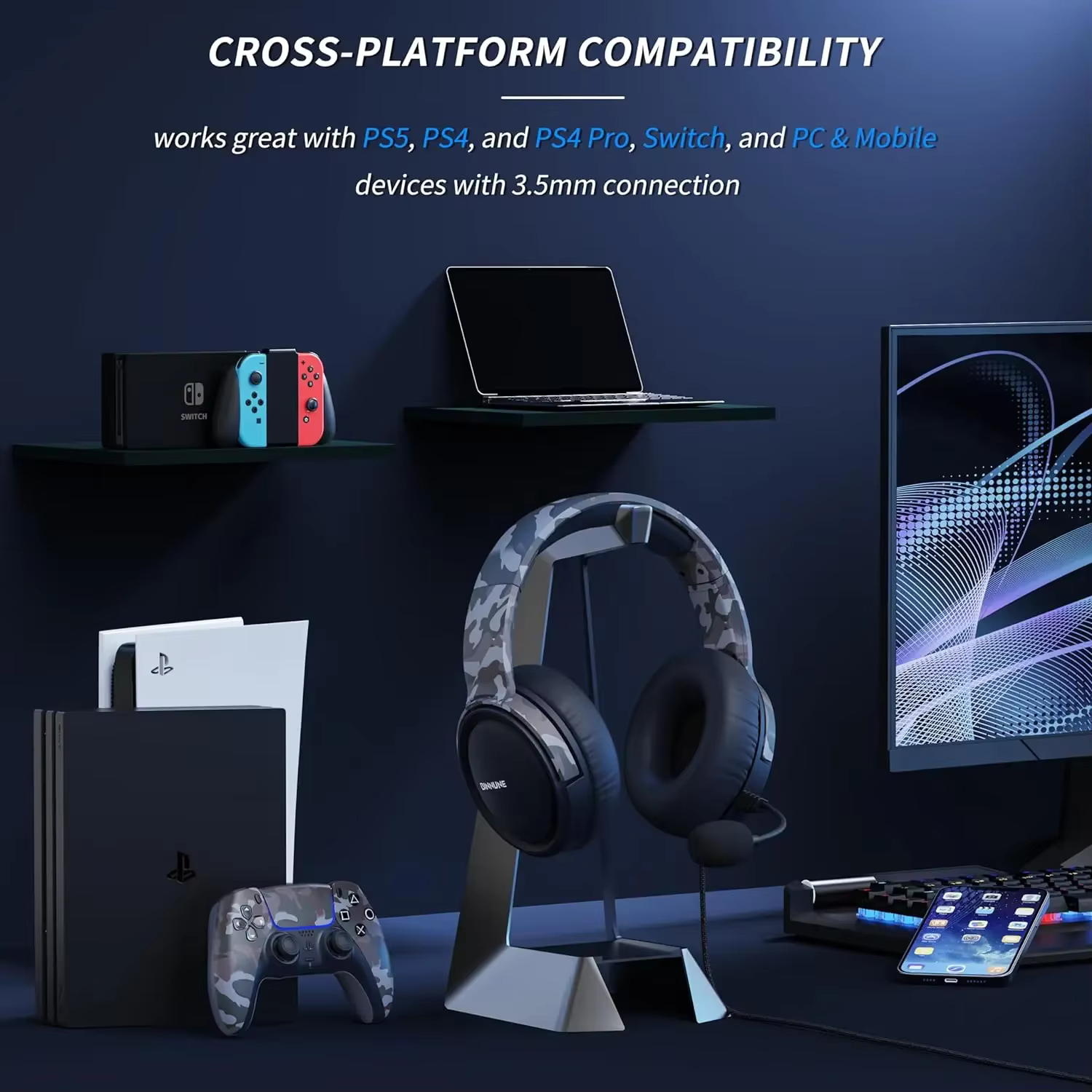 Casque de jeu avec micro pour PC