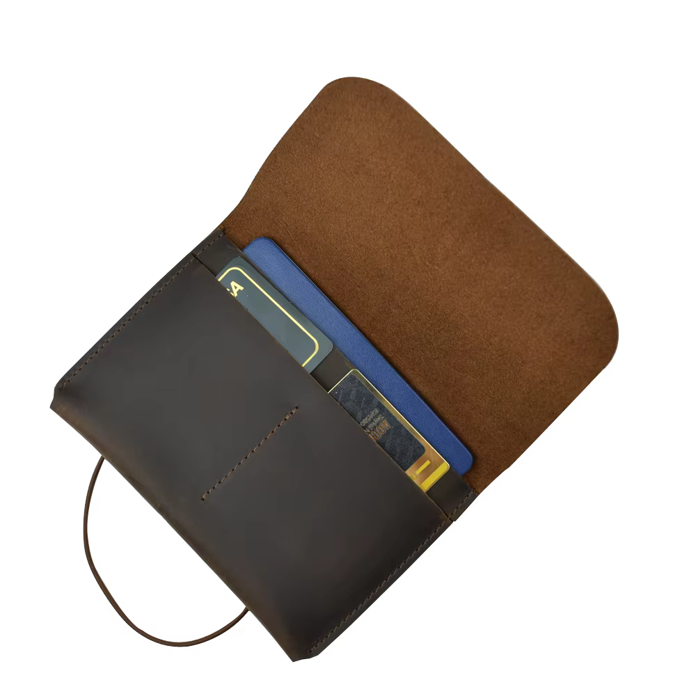 Porte-passeport en cuir et portefeuille de voyage – Organiseur vintage en cuir véritable avec sangle sécurisée pour cartes, espèces, passe d'embarquement