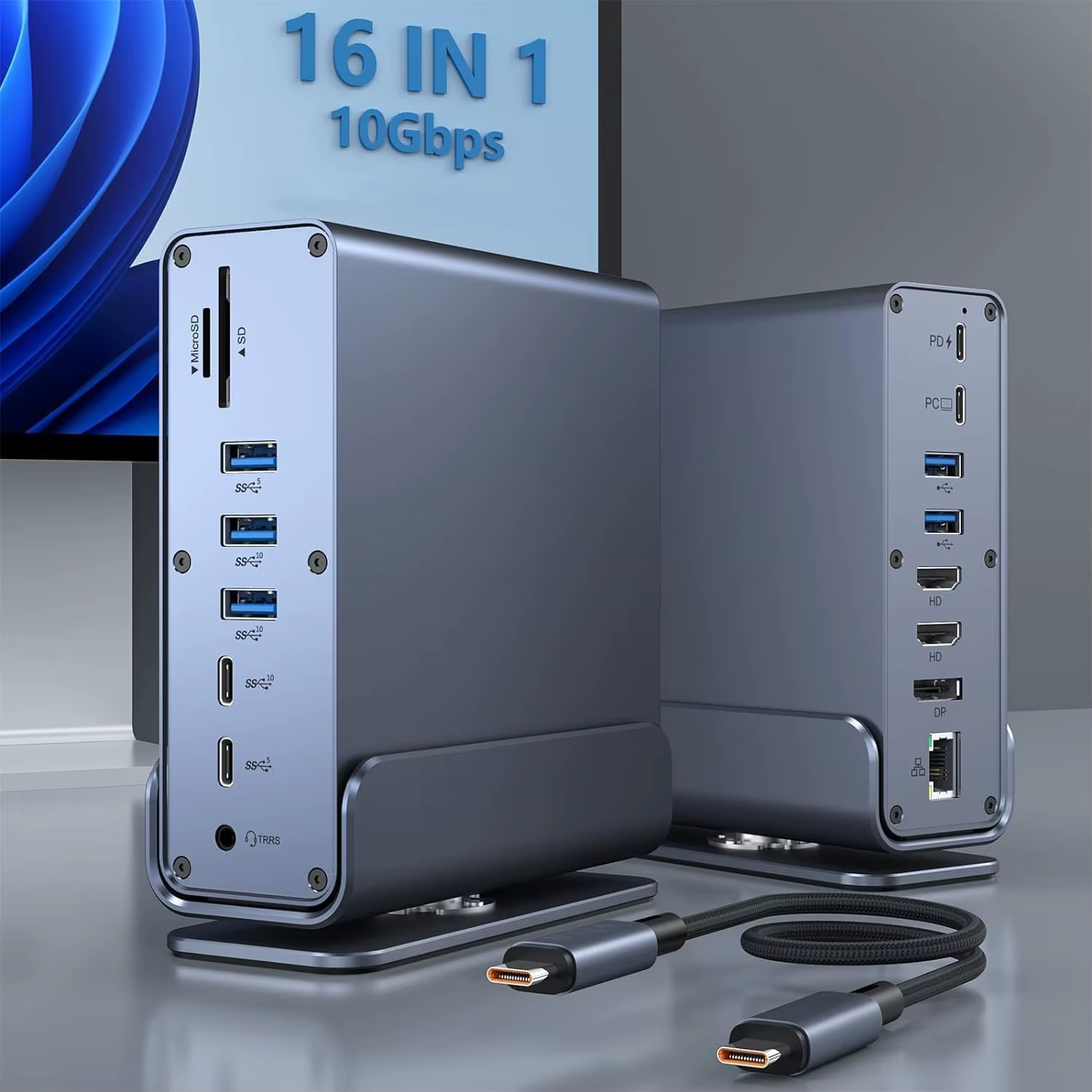 Station d'accueil pour ordinateur portable Thunderbolt4 USB C avec 2 ports USB compatibles HDMI