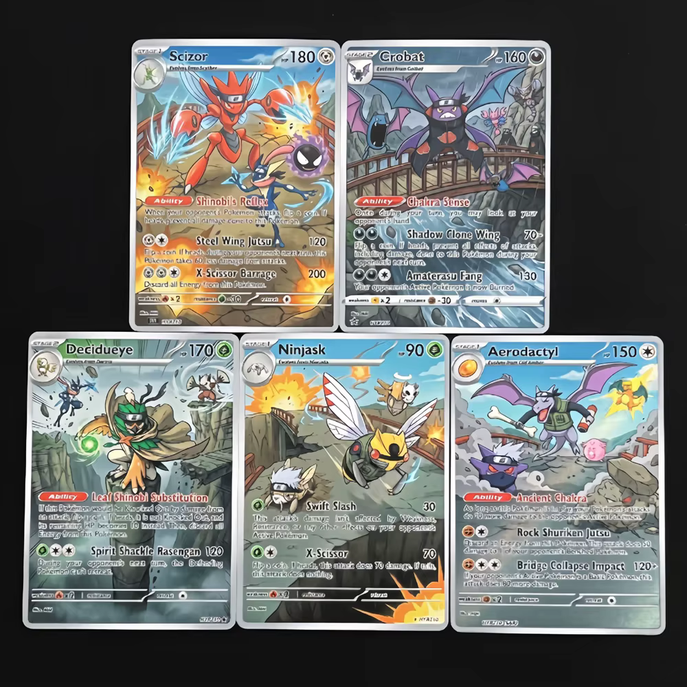 Cartes de collection Pokémon, jeu de cartes, cadeau, 5 pièces, jouets PTCG, Scizor, Crobat, Decidueye, Ninjask, Aerodactyl, style Flash Card Battle Pokemon