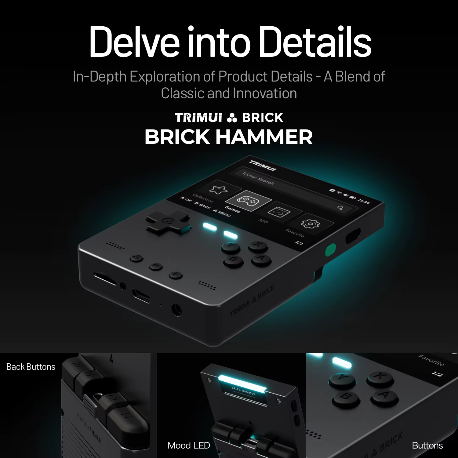 TRIMUI Brick Hammer lecteur de jeu Portable CNC entièrement en métal 3.2 ''écran IPS jeux rétro système Linux dispositif de jeu vidéo