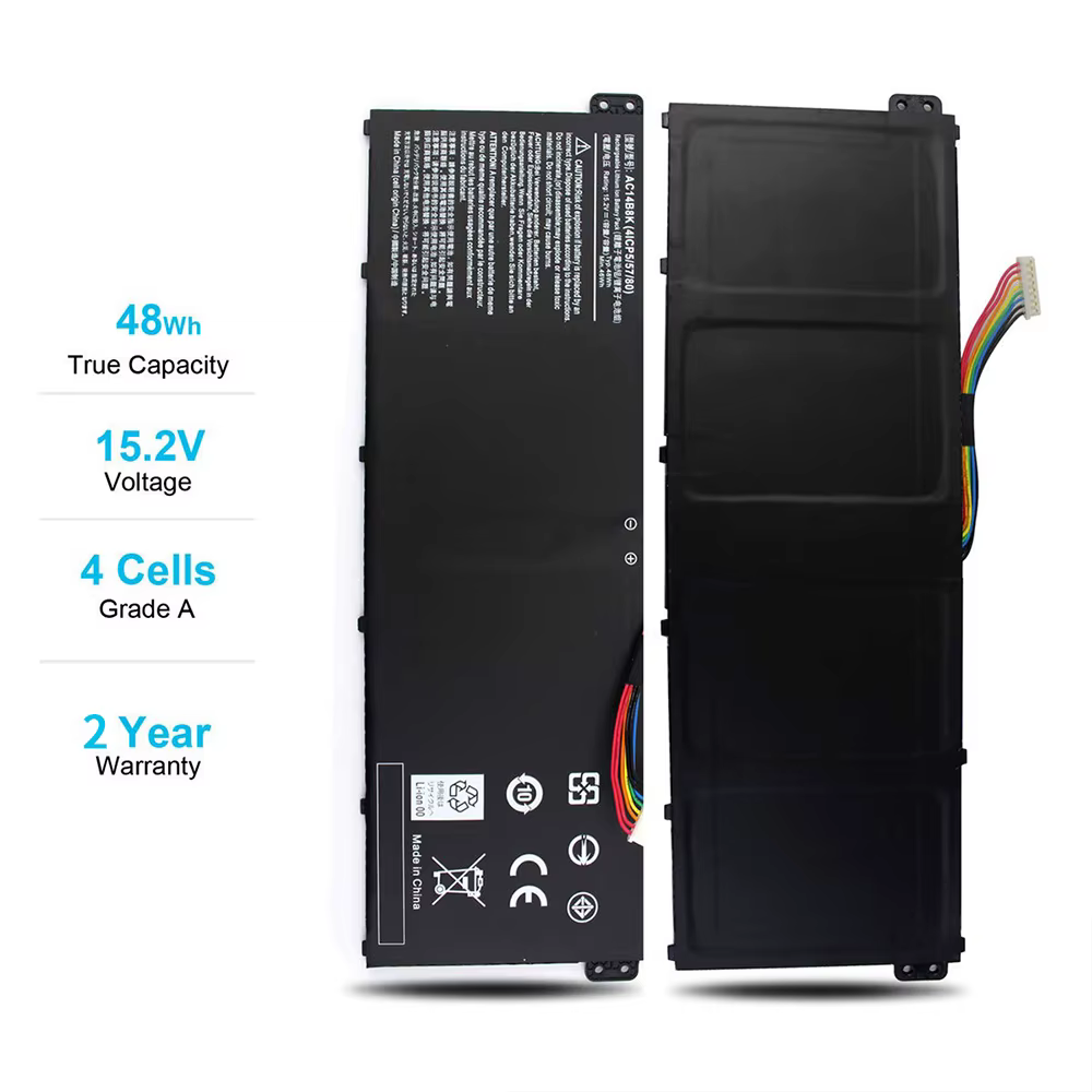 Batterie d'ordinateur portable AC14B8K pour Acer Aspire 5 A515-51 V3-372T R5-571T R7-371 ES1-511 Nitro 5 AN515-51 Spin SP111-31 CB3-531 CB5-571 SF314 Gateway NE511 NE512 TravelMate B115-M B115-MP 4ICP