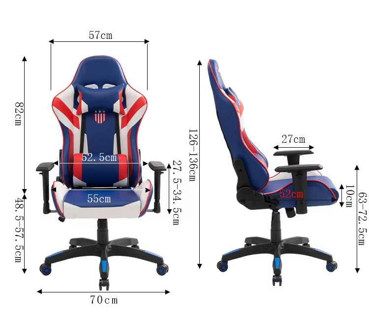 Chaise de jeu ergonomique pivotante en cuir de haute qualité pour gamer