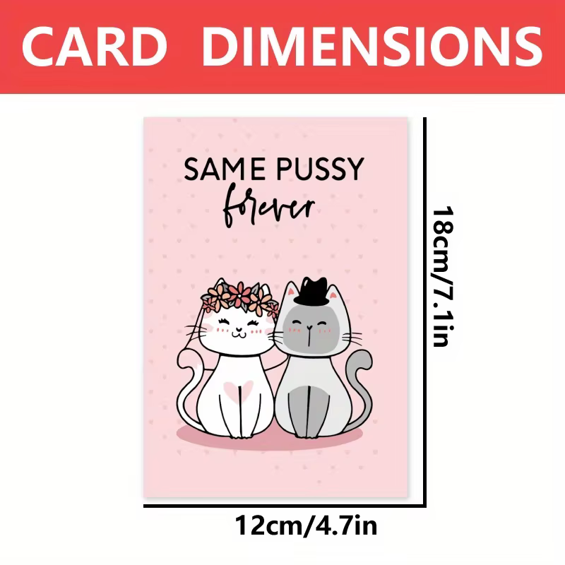 1 pièce, carte de mariage amusante, carte d'anniversaire de mariage, carte joyeuse pour la Saint-Valentin, carte chat mignon, pour femme, mari.
