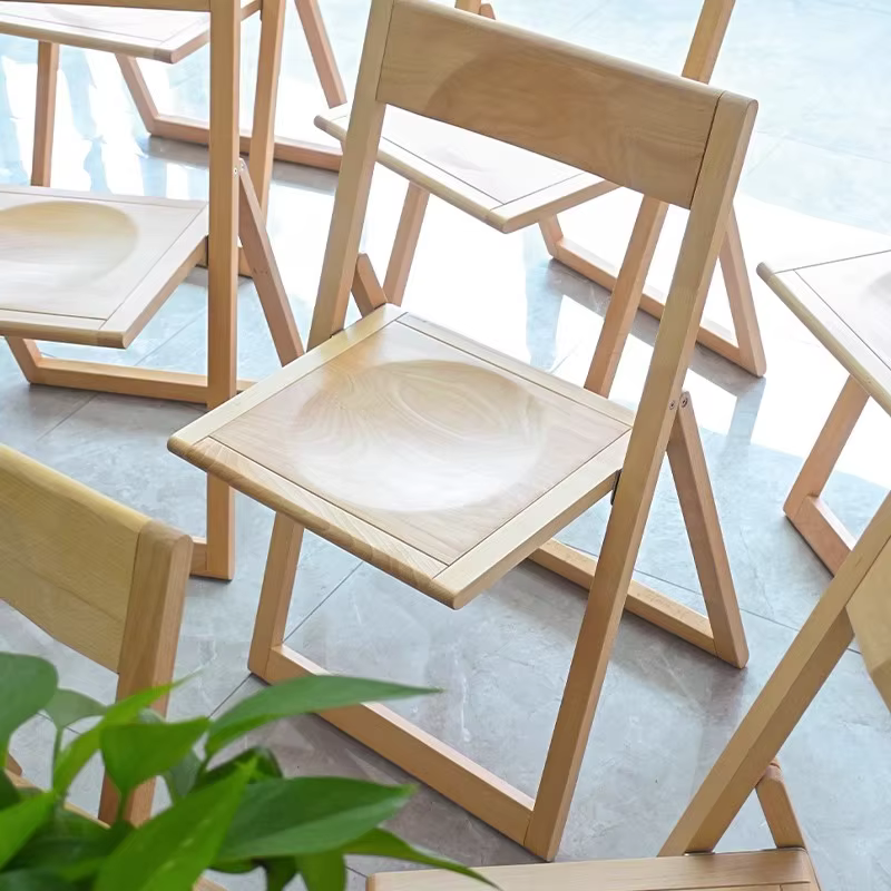 Chaise pliante nordique en bois massif avec dossier pour usage domestique